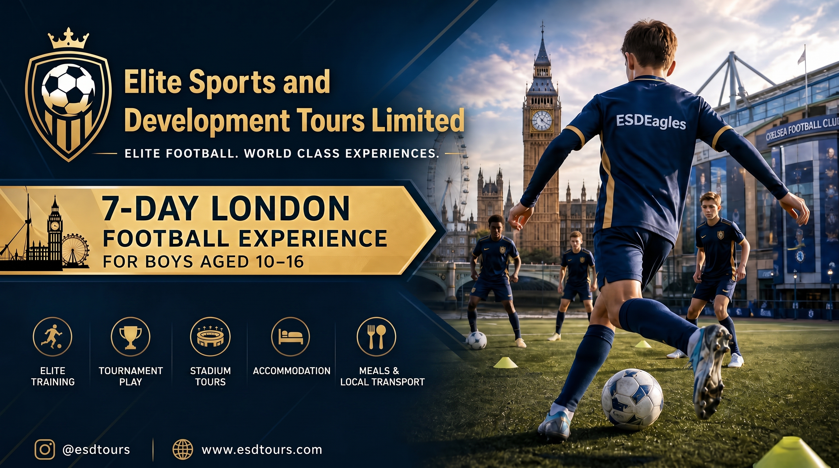 Elite Sports and Development Tours London football experience hero banner